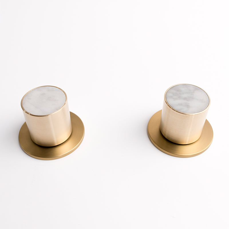 Mabel round marble and brass taps