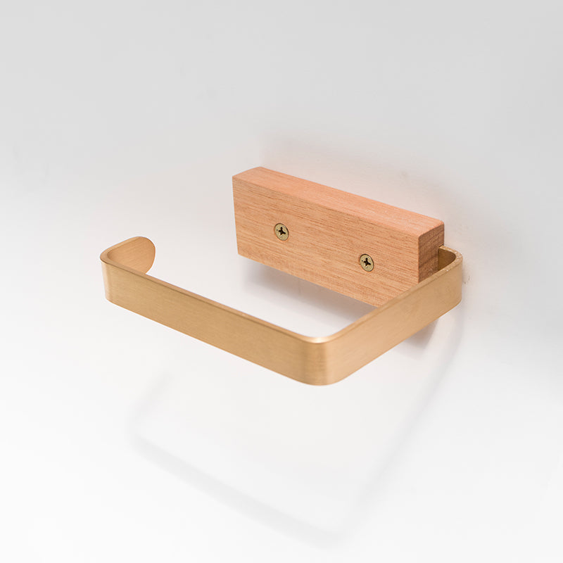 Gilbert timber and brass toilet roll holder