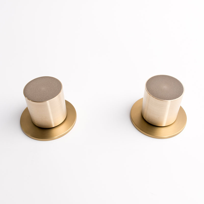 Olympia round concrete and brass taps