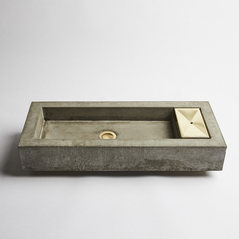 Zoë concrete and brass vanity basin